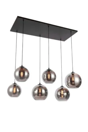 Hanglamp smoke glas 6 standaard glazen