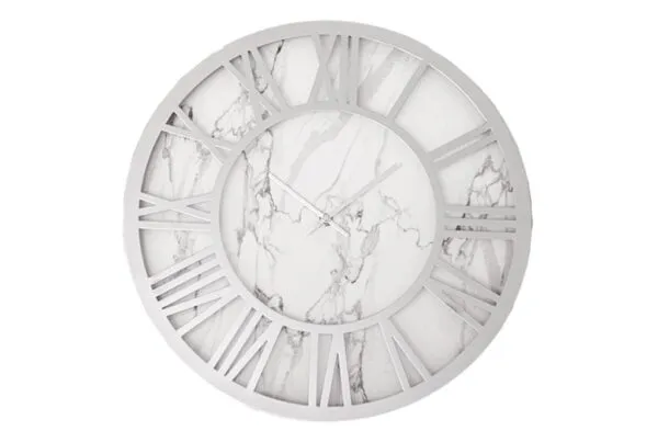 Eric kuster wandklok zilver wit marmer