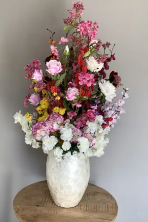 LUXE CREME SCHELPENVAAS BEAUTY OF COLORFULL FLOWERS