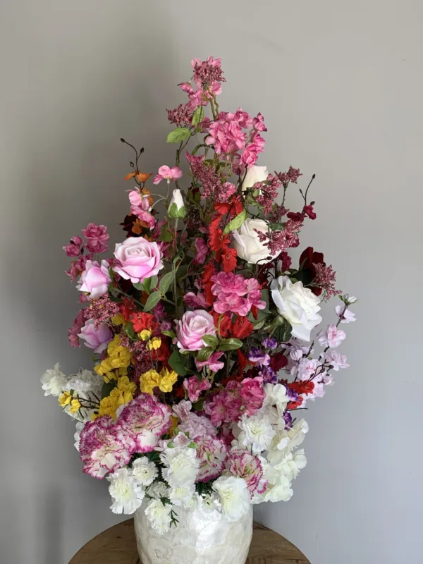 LUXE CREME SCHELPENVAAS BEAUTY OF COLORFULL FLOWERS - Afbeelding 2