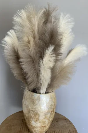 LUXE SCHELPENVAAS MOTHER OF PEARL MET GOUD/TAUPE  PAMPA’S VEREN