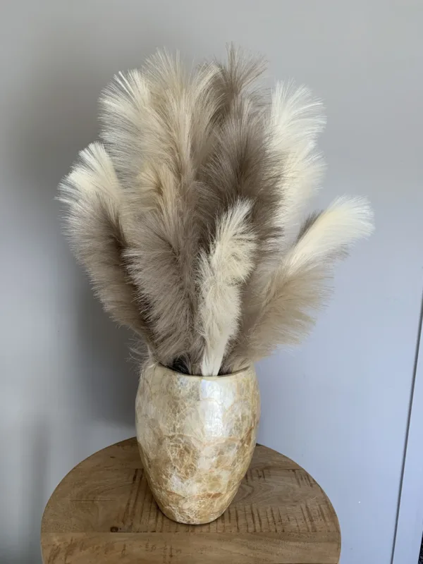 LUXE SCHELPENVAAS MOTHER OF PEARL MET GOUD/TAUPE  PAMPA’S VEREN - Afbeelding 7