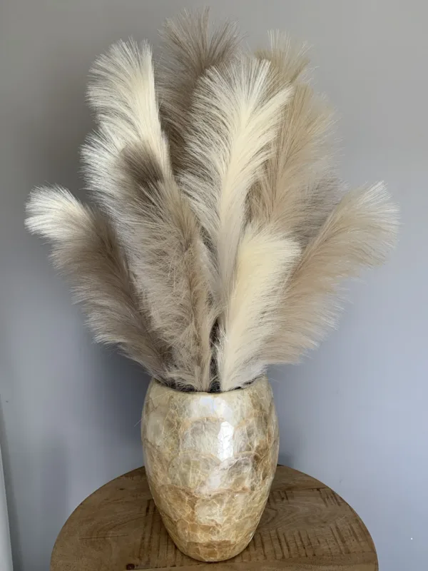 LUXE SCHELPENVAAS MOTHER OF PEARL MET GOUD/TAUPE  PAMPA’S VEREN - Afbeelding 6