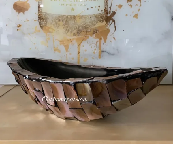 Bowl Mother Of Pearl Brown 46x20x13 - Afbeelding 2