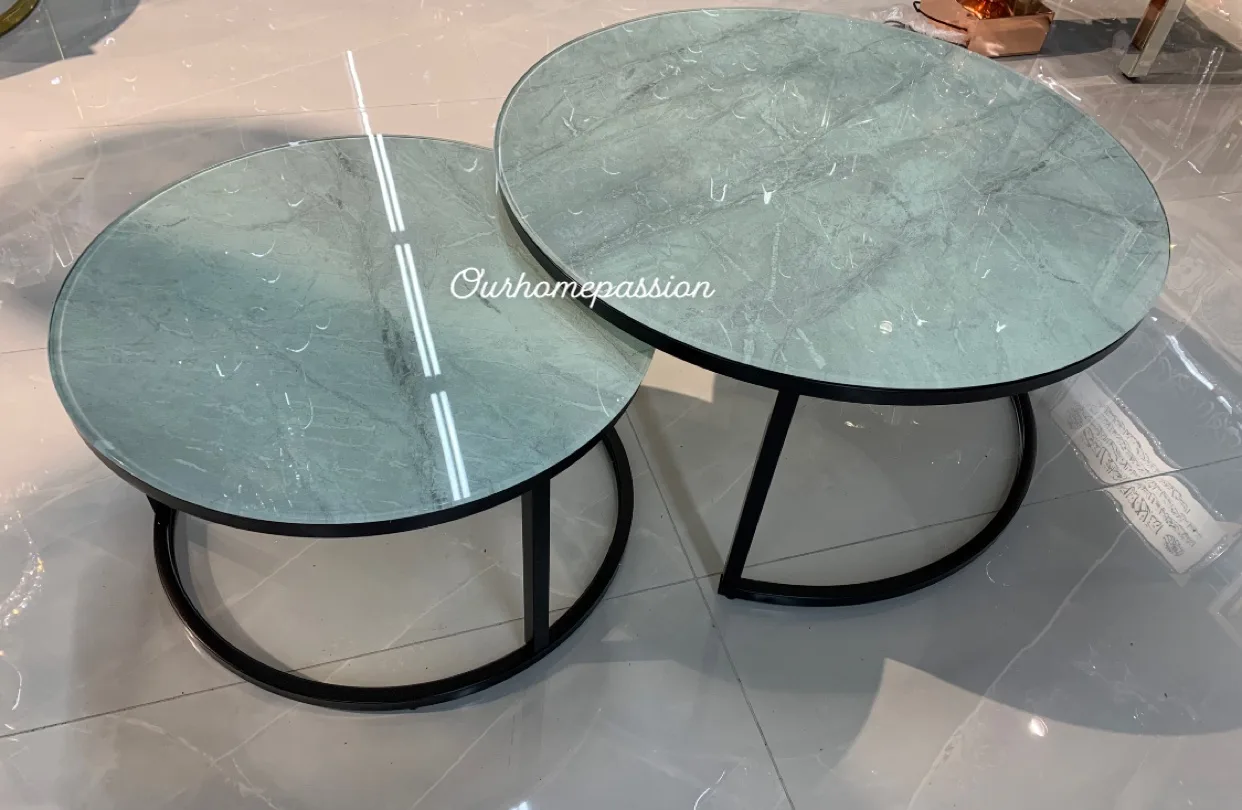 Salontafel marble glass black on white-grey limited edition 2024