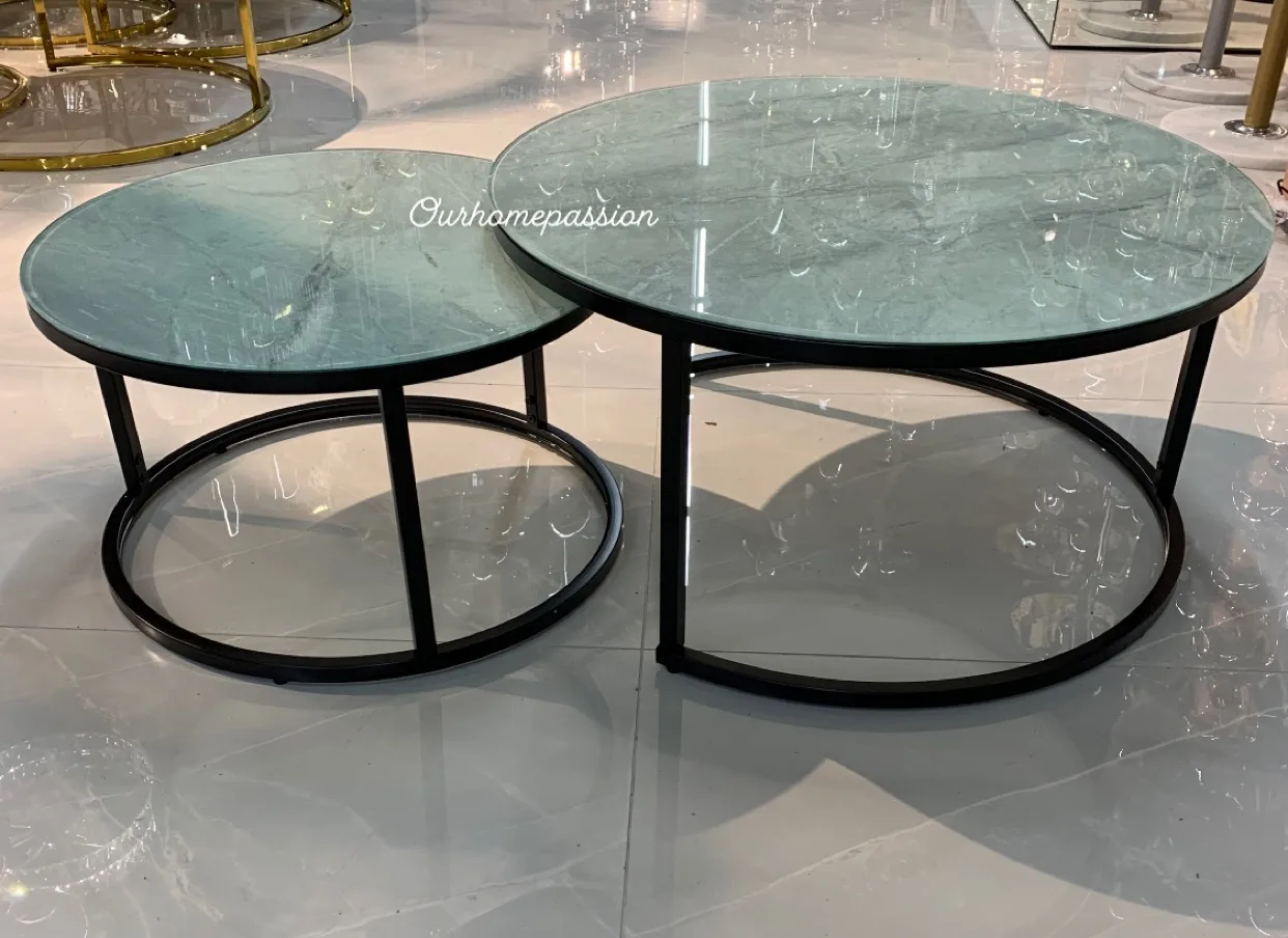 Salontafel marble glass black on white-grey limited edition 2024 - Afbeelding 3