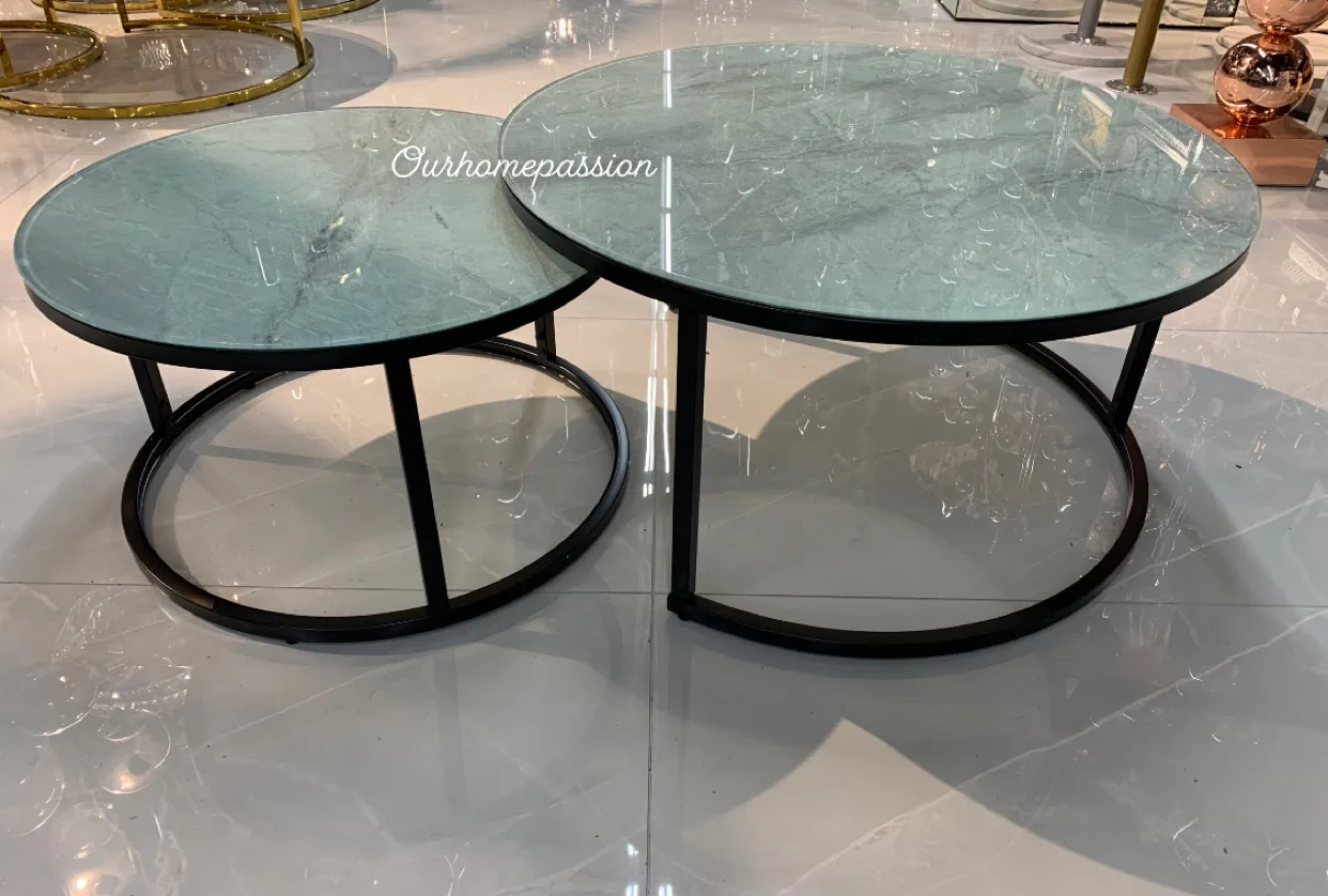 Salontafel marble glass black on white-grey limited edition 2024 - Afbeelding 4